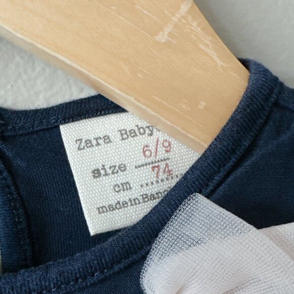 Zara blue long sleeve shirt with bow detail 6-9m - Picture 12 of 12